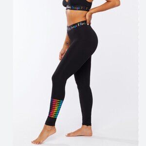 Savage x Fenty High Rise Rainbow Foil Leggings Black Caviar Size 2X NWT